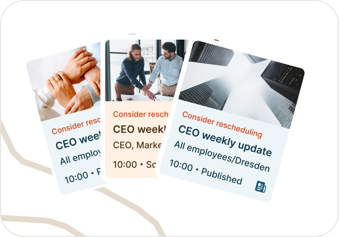 Scheduling conflict cards